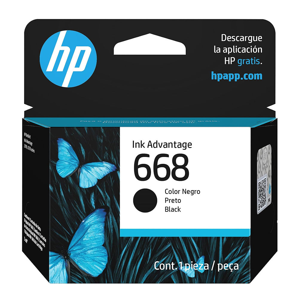 Cartucho Tinta HP 668 Negro Original 7FP37VL – 160 Páginas