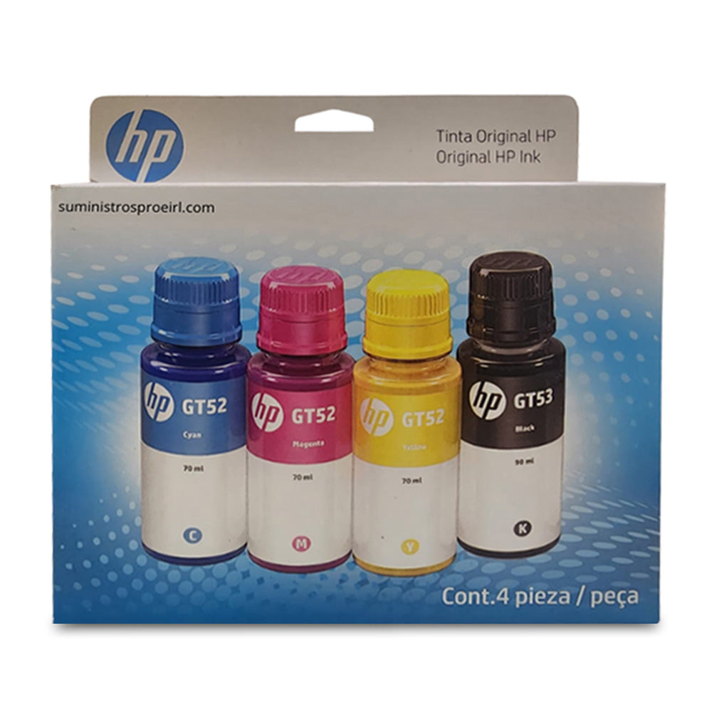Pack Tinta HP 9F3N4AL GT53 Negro GT52 Cian Magenta Yellow Original 4 Botellas