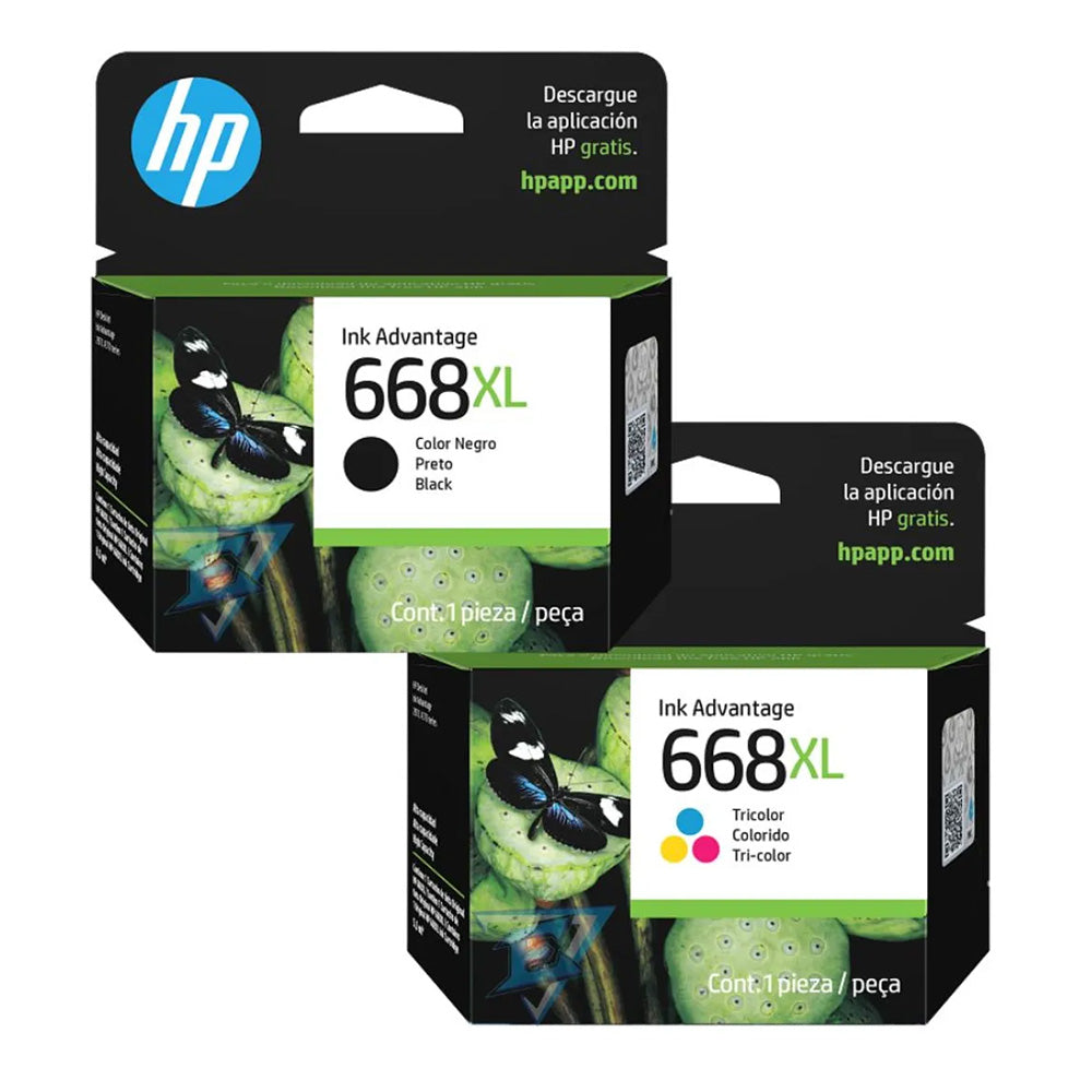 Tinta HP 668XL Kit Negro y Tricolor 7FP39VL 7FP38VL